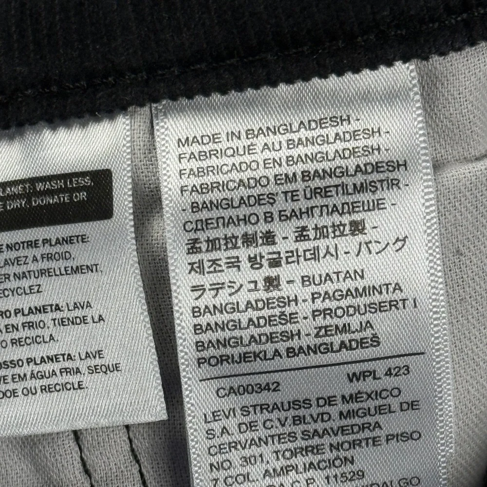 Levi's 505 Corduroy Pants‎ Mens 32x30 Black Straight Fit Casual Red Tab Stretch